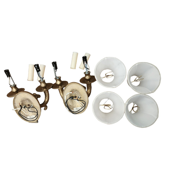 Late 20th Century Cast Brass Two Arm Sconces - a Pair - Picture 4 of 6